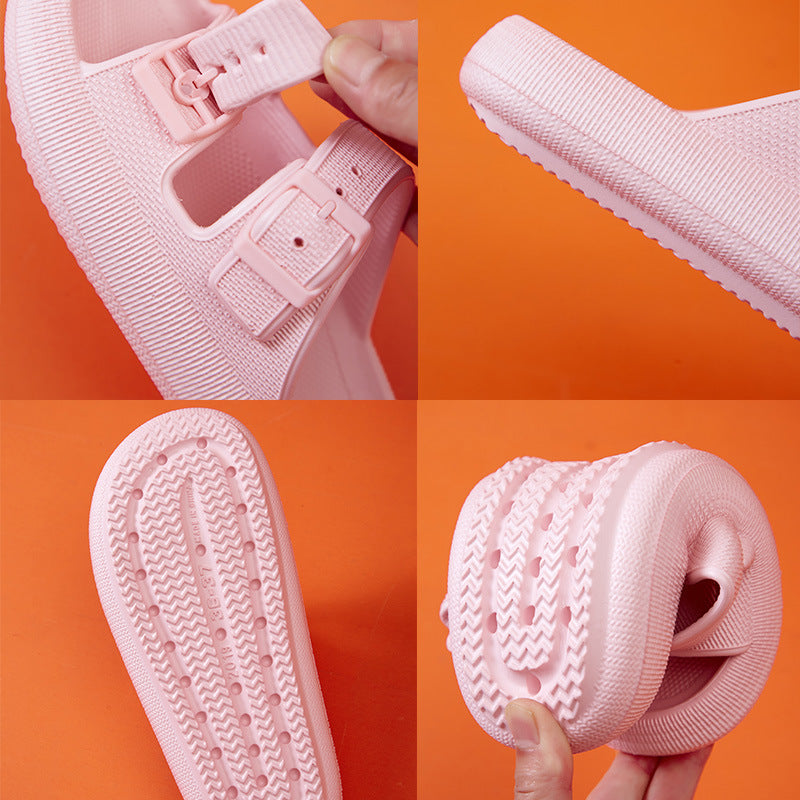 Platform Slippers Women's Summer Buckle Home Shoes Fashion Outdoor Wear Soft Bottom Sandals Pi-Mart