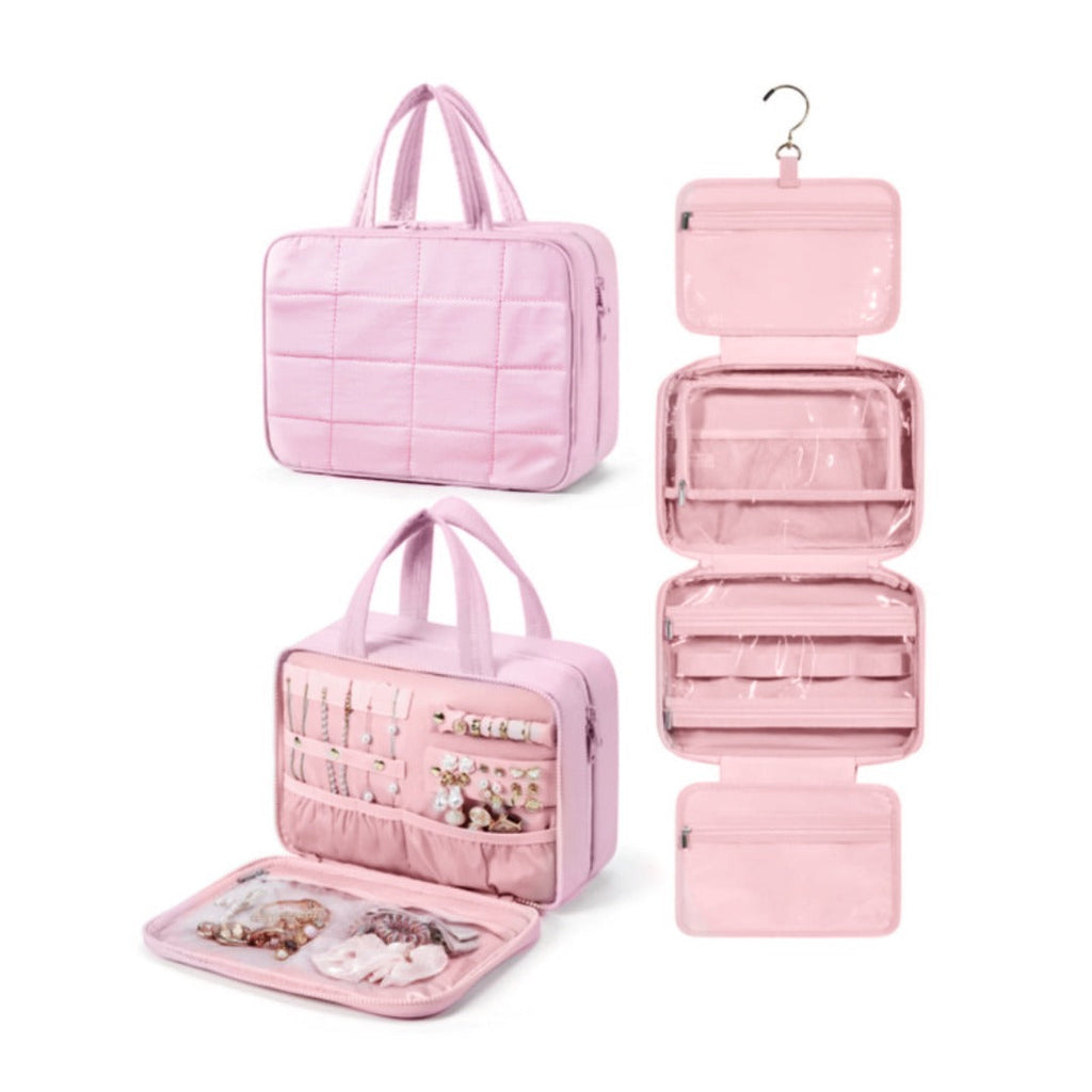 Travel toilet bag, with jewelry storage bag, hanging toilet bag, fluffy cosmetic bag, storage bag travel bag, makeup bag with compartments, - SJB-DIAMOND ELITES