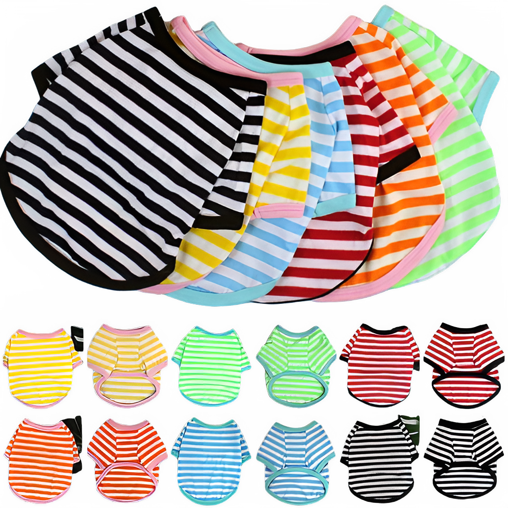 Stripe Spring Dog T-shirt Soft Small Medium Dog Puppy Clothing Shirt Vest Printed Pet Dog Puppy Vest T-shirt Dog Cloth Pi-Mart