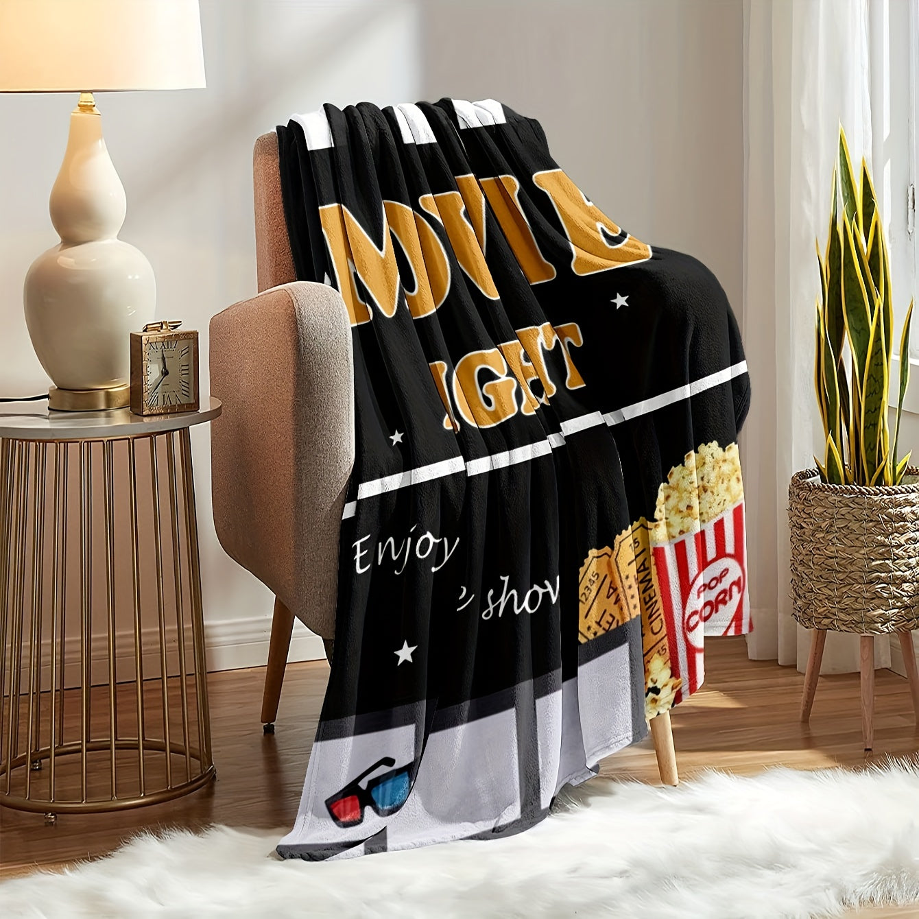 1pc Soft and Skin-Friendly Flannel Blanket for Movie Night - Multifunctional Gift Blanket for Wives, Husbands, Daughters, and Sons - Sofa Throw Blanket for Cozy Naps and Snuggles