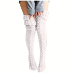 Cozy Knitted Thigh High Socks, Warm & Simple Over The Knee Socks, Women's Stockings & Hosiery Lootquake LLC
