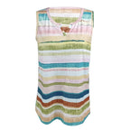Ladies' V-neck Tie Dye Sleeveless Rainbow Colored Striped Print Proud Moon Tank Top Vest