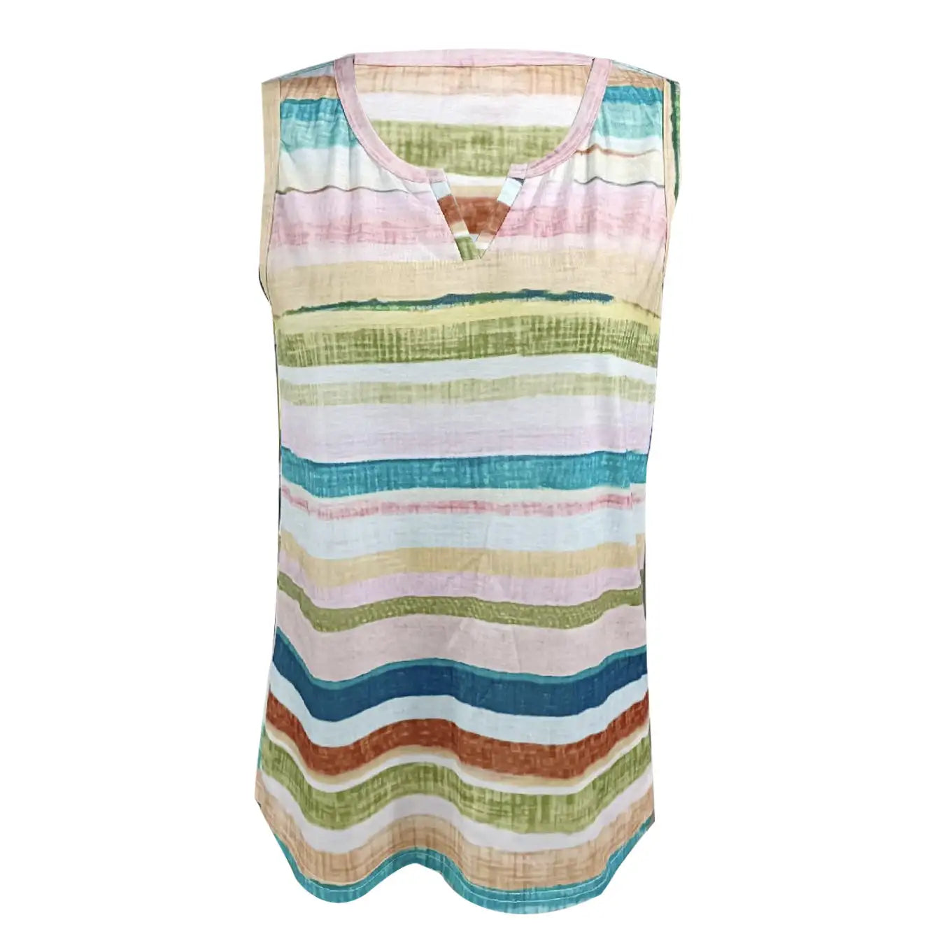 Ladies' V-neck Tie Dye Sleeveless Rainbow Colored Striped Print Proud Moon Tank Top Vest