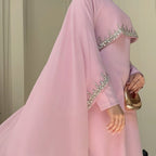 Celestial Rhinestone Cape Abaya | Luxury 2-Piece Set (MA251)