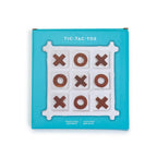 Ceramic Tic Tac Toe Game Faux Bamboo Board With Acacia Wood Pieces, Decor