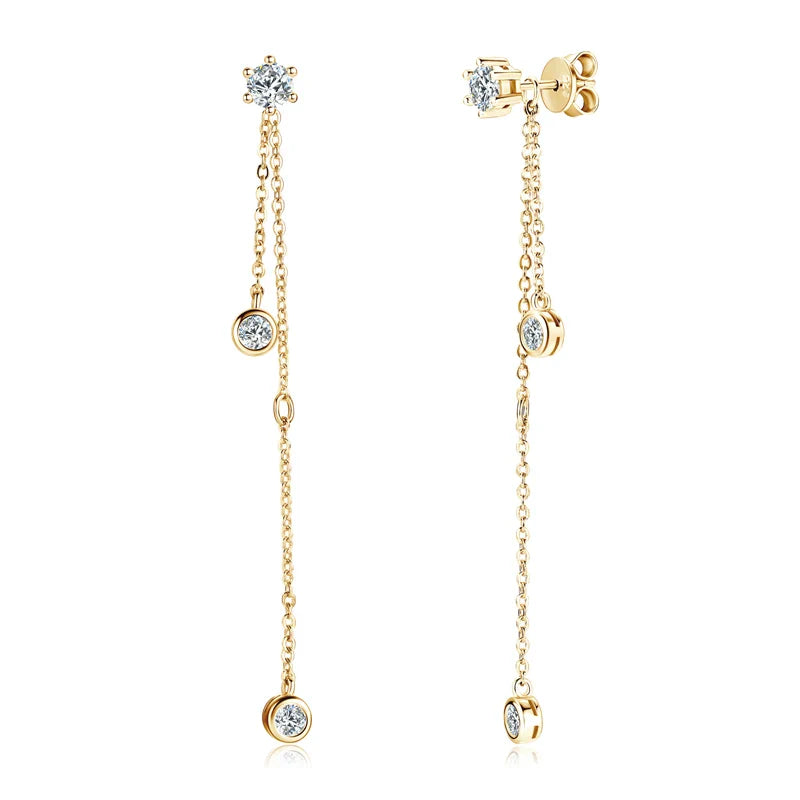 Certified Moissanite Tassel Stud Earrings 925 Sterling Silver Chain Pendant BandsCo Straps