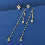 Certified Moissanite Tassel Stud Earrings 925 Sterling Silver Chain Pendant BandsCo Straps