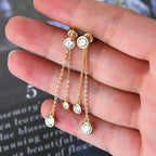 Certified Moissanite Tassel Stud Earrings 925 Sterling Silver Chain Pendant BandsCo Straps