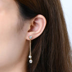 Certified Moissanite Tassel Stud Earrings 925 Sterling Silver Chain Pendant BandsCo Straps