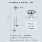 Certified Moissanite Tassel Stud Earrings 925 Sterling Silver Chain Pendant BandsCo Straps