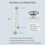Certified Moissanite Tassel Stud Earrings 925 Sterling Silver Chain Pendant BandsCo Straps