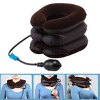 Cervical Neck Traction Device Headache Shoulder Pain Relax Brace Support Pillow Neck Pillow Home Office Travel Pillow 3-layered Air Inflatable Vertebra Auxiliary Tools Neck Support Assistant Pillow Air Adjustable and Inflatable Neck Pillow Comfort Neck Stevvex