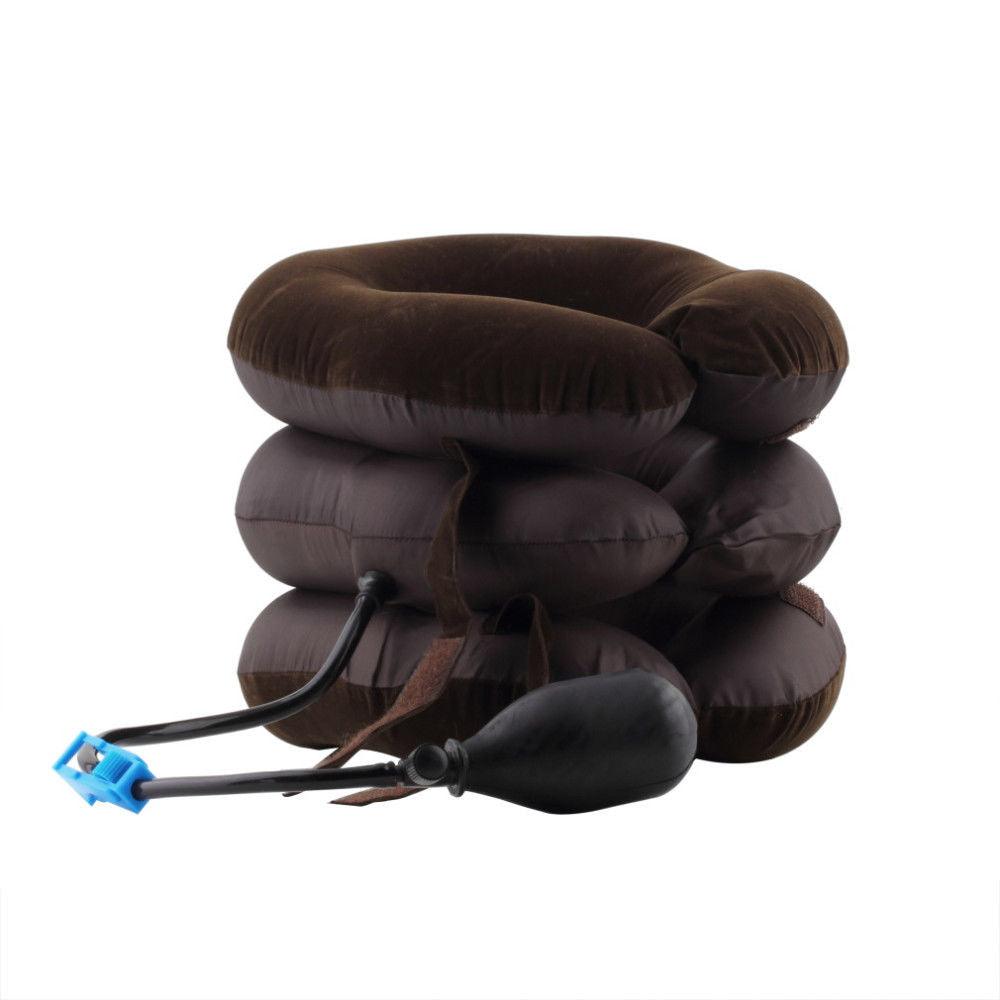 Cervical Neck Traction Device Headache Shoulder Pain Relax Brace Support Pillow Neck Pillow Home Office Travel Pillow 3-layered Air Inflatable Vertebra Auxiliary Tools Neck Support Assistant Pillow Air Adjustable and Inflatable Neck Pillow Comfort Neck Stevvex