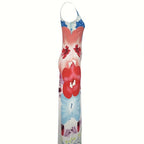 Ladies' V-neck Floral Print Thigh Slit Highlights Figure, Hip Hugging Long Skirt - SJB-DIAMOND ELITES