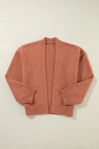 Light French Beige Drop Sleeve Open Front Cropped Cardigan