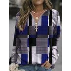 Women's Tops Checkered Sweaters Fleece Jackets Pi-Mart