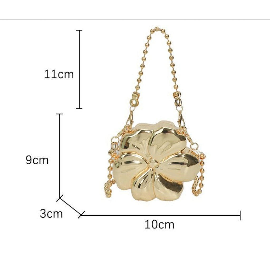 Elegant Flower Gold Acrylic Bag – Mini Dinner Bag & Prom Bag for Weddings, Parties, and Evenings – Stylish Clutch Purse with Glamorous Floral Design - SJB-DIAMOND ELITES