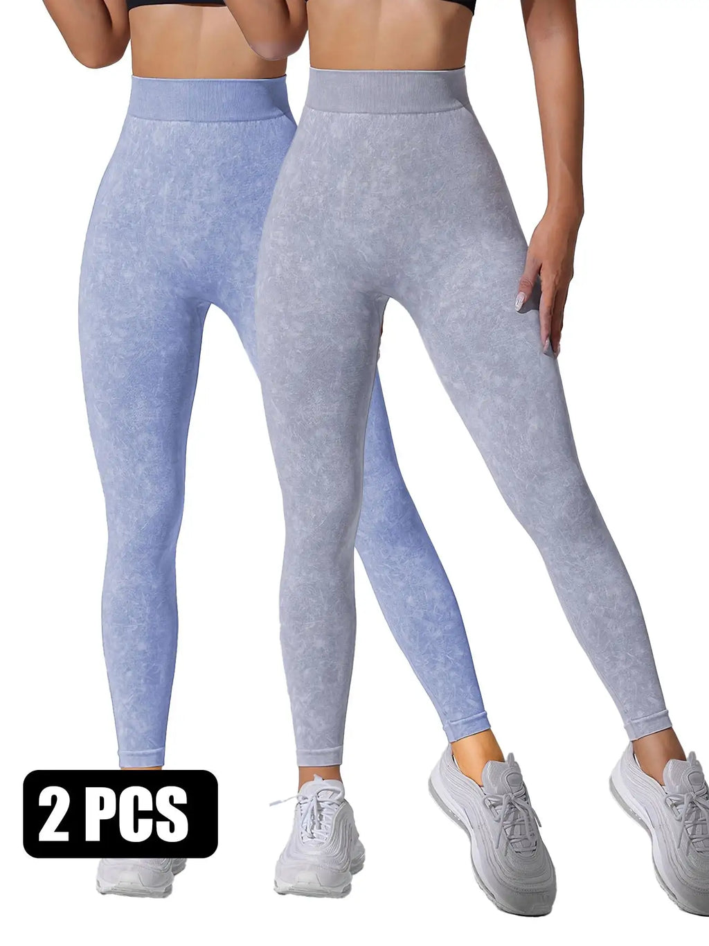 2 Pieces High Waist V Back Yoga Pants Tummy Control Running Workout Tight - SJB-DIAMOND ELITES