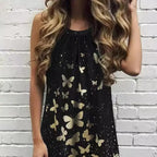 Ladies' Black Butterfly Ruffle Loop Mini Dress With Loop - SJB-DIAMOND ELITES