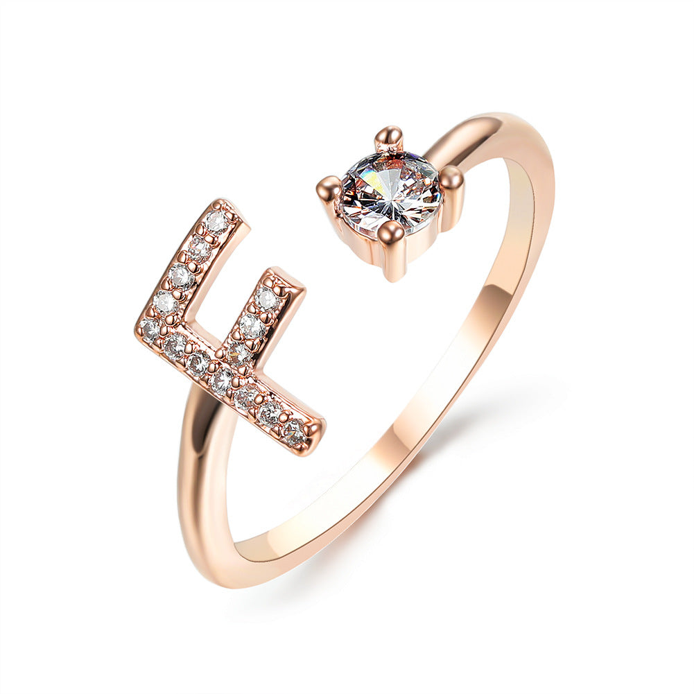 Adjustable 26 Initial Letter Ring Fashion Jewelry For Women Simple Elegant Jewelry Pi-Mart