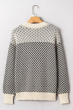 Black Colorblock Bishop Sleeve Knit Sweater