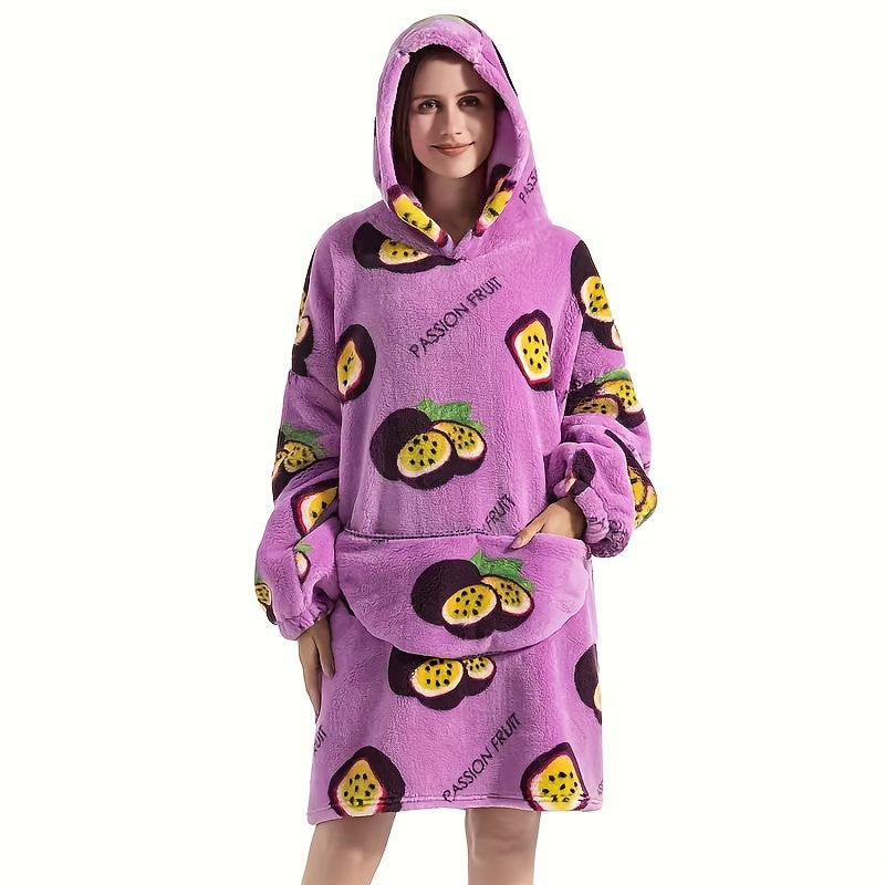 1pc Home Wearable Lazy Blanket Hooded Cold Wear Outdoor Cold Clothes Lazy Sweatshirt Soothing Fleece Thick Robe