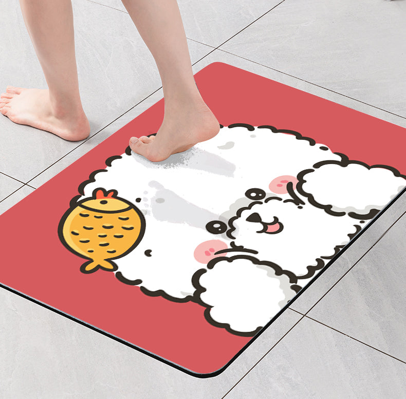 West Highland Corgi Teddy Diatoms Mud Absorbent Non-slip Floor Mat Pi-Mart