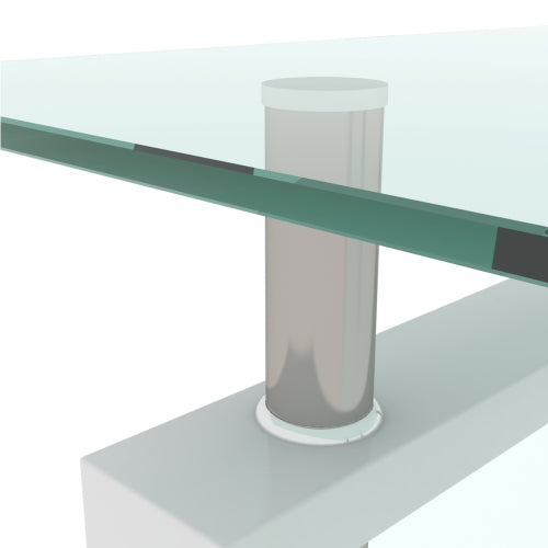 White Glass Coffee Table - Modern Clear Center Table for Living Room 39.37x23.62x17.70 Inches