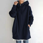 Zipper Hooded Long Plus Fleece Sweatshirt Pi-Mart