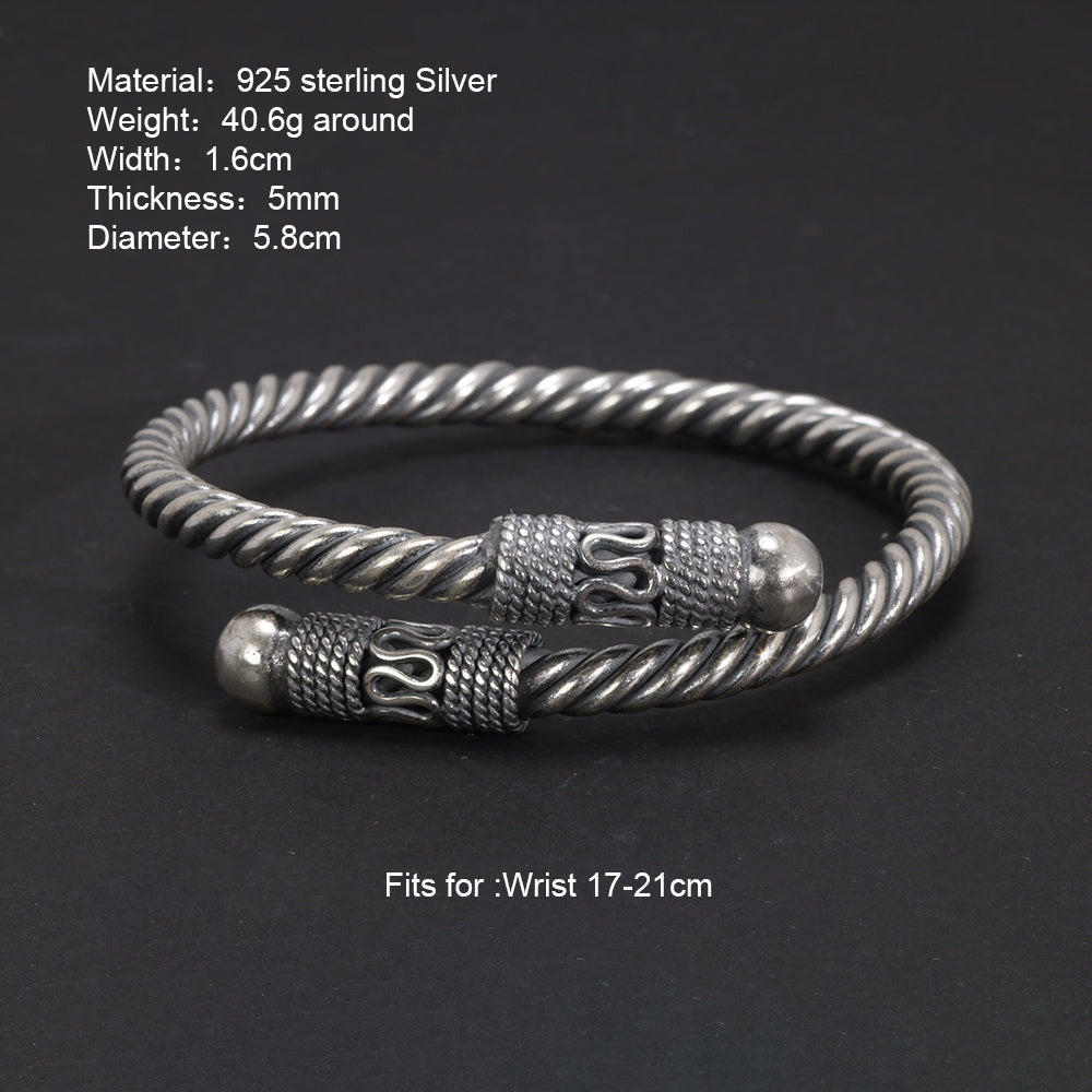 Sterling Silver Handmade Hemp Rope Bracelet Men's And Women's Opening