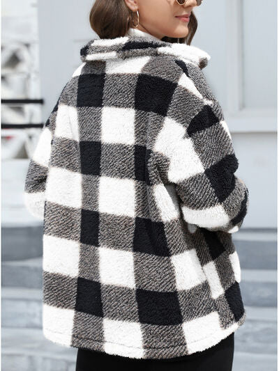 Beautiful Red Women Drop Shoulder Fuzzy Button-Up Jacket Soft And Comfortable Casual Fit Jacket Stevvex