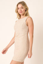 Tweed Sleeveless Mini Dress For Women – Tweed Mini Dress, Sleeveless Dress, Textured Fabric Dress, Chic Mini Dress, Casual Dress