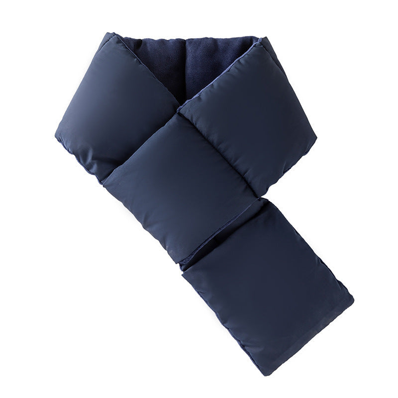 Warm Cross-design Pocket Scarf For Women Winter Outdoor Sports Skiing Cold-proof Down Cotton Plus Velvet Short Scarf Pi-Mart