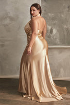 Halter Satin Gown Purplish Diva