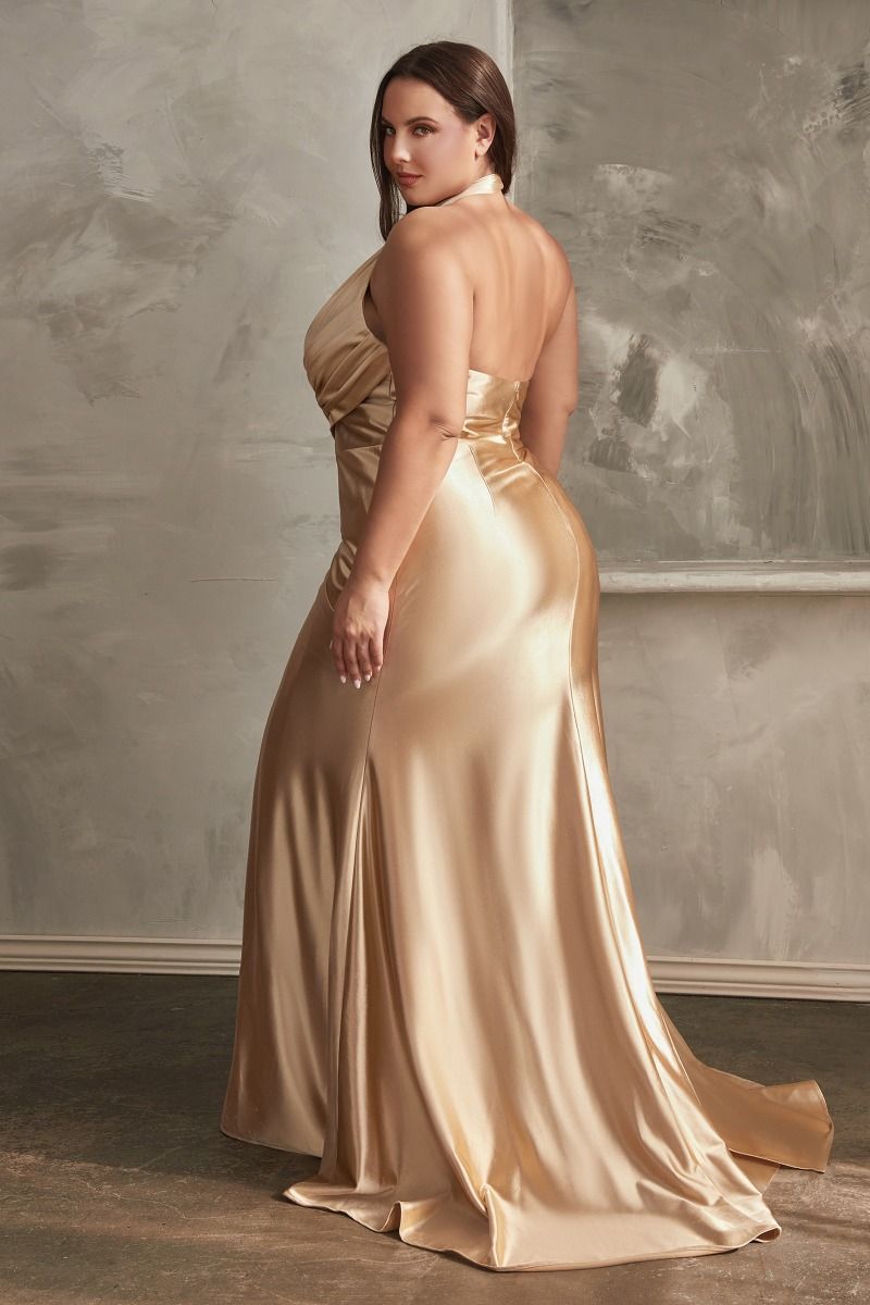 Halter Satin Gown Purplish Diva