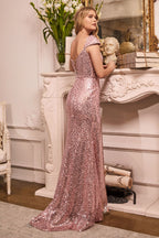 Cap Sleeve Sequin Gown Purplish Diva