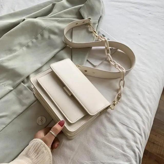 Chain Design Trendy Lady Bags Mini Pu Leather Flap Bags for Women Shoulder Handbag Female Fashion Cross Body Bag with Lid Stevvex