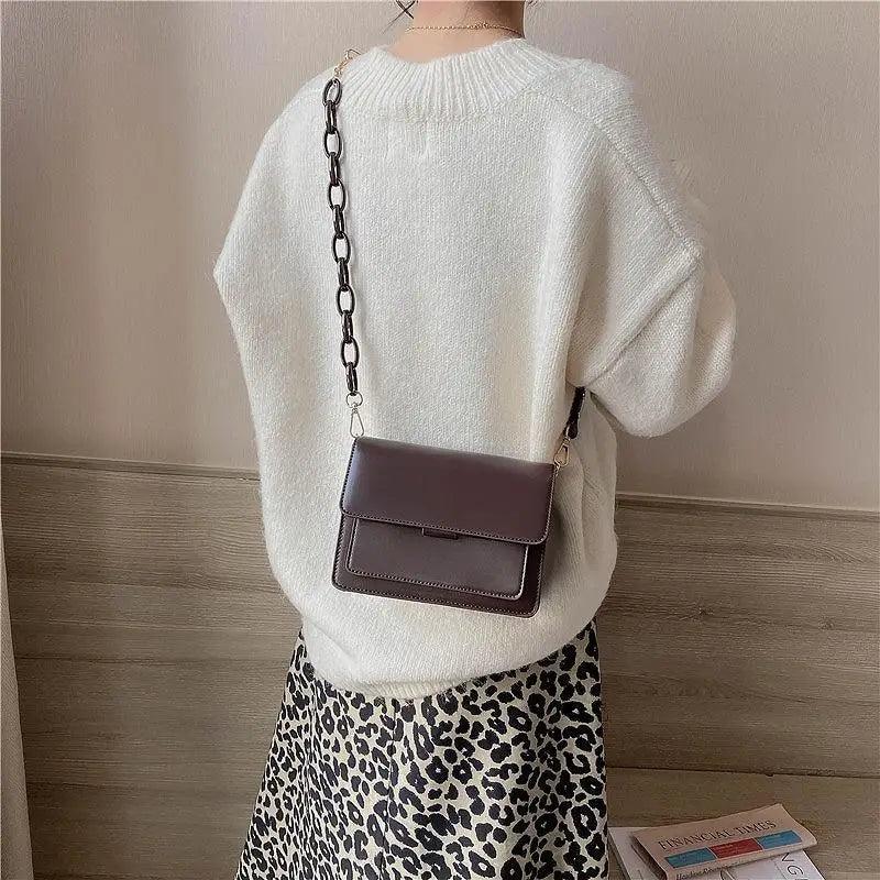 Chain Design Trendy Lady Bags Mini Pu Leather Flap Bags for Women Shoulder Handbag Female Fashion Cross Body Bag with Lid Stevvex