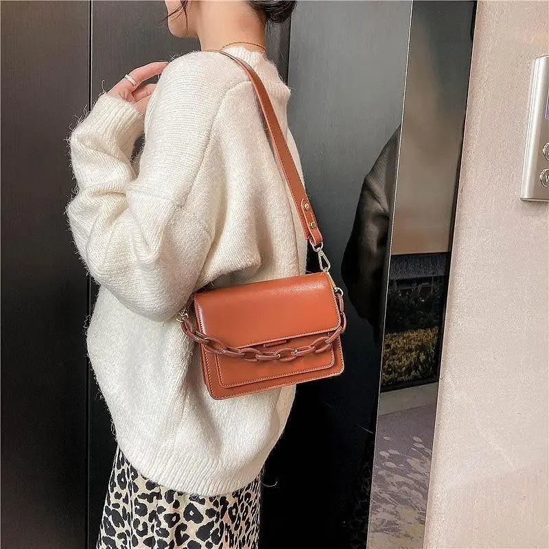 Chain Design Trendy Lady Bags Mini Pu Leather Flap Bags for Women Shoulder Handbag Female Fashion Cross Body Bag with Lid Stevvex