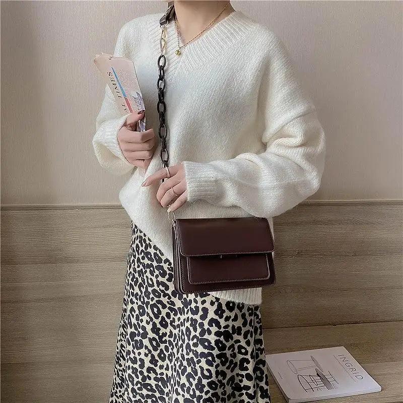 Chain Design Trendy Lady Bags Mini Pu Leather Flap Bags for Women Shoulder Handbag Female Fashion Cross Body Bag with Lid Stevvex