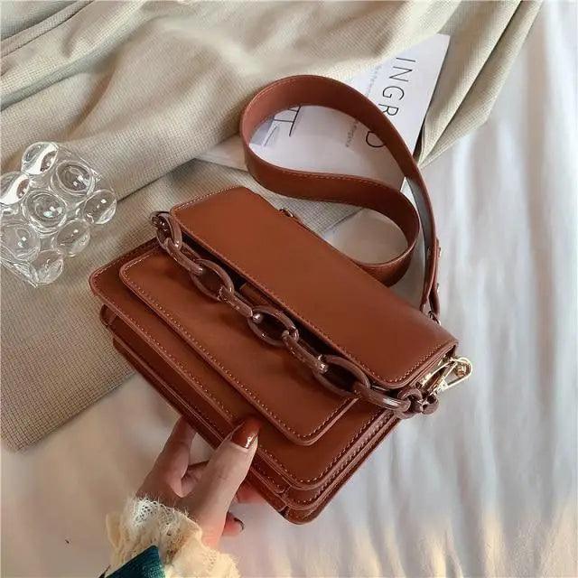 Chain Design Trendy Lady Bags Mini Pu Leather Flap Bags for Women Shoulder Handbag Female Fashion Cross Body Bag with Lid Stevvex