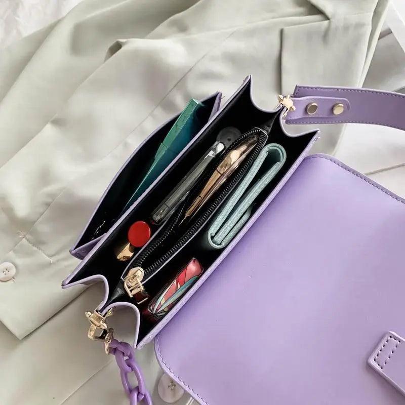 Chain Design Trendy Lady Bags Mini Pu Leather Flap Bags for Women Shoulder Handbag Female Fashion Cross Body Bag with Lid Stevvex