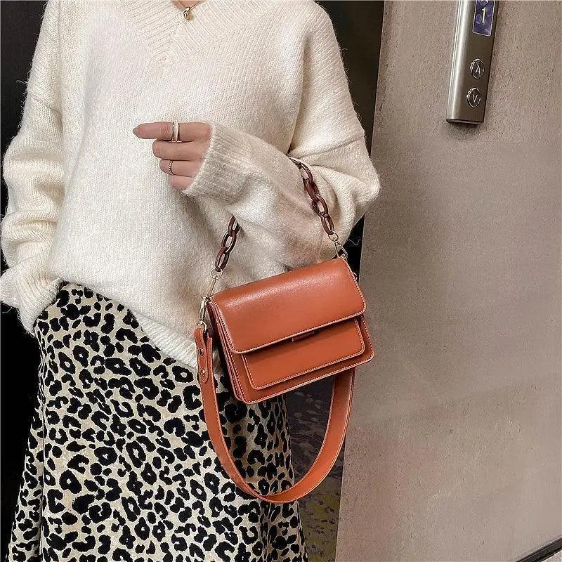 Chain Design Trendy Lady Bags Mini Pu Leather Flap Bags for Women Shoulder Handbag Female Fashion Cross Body Bag with Lid Stevvex