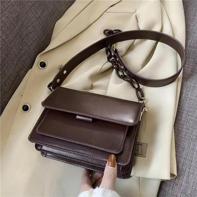 Chain Design Trendy Lady Bags Mini Pu Leather Flap Bags for Women Shoulder Handbag Female Fashion Cross Body Bag with Lid Stevvex