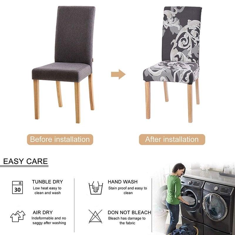 Chair Cover Simple Home  Printed Chair Cover Household Thickened Fleece Chair Cover Universal KitchenDining Chair Cover Spandex tretch Removable Washable Dining Room Chair Protector Slipcovers/Home Decor Dining Room Seat Cover Stevvex