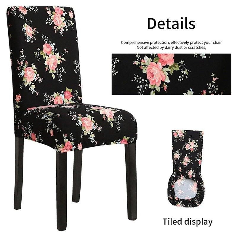 Chair Cover Simple Home  Printed Chair Cover Household Thickened Fleece Chair Cover Universal KitchenDining Chair Cover Spandex tretch Removable Washable Dining Room Chair Protector Slipcovers/Home Decor Dining Room Seat Cover Stevvex