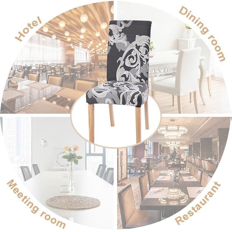 Chair Cover Simple Home  Printed Chair Cover Household Thickened Fleece Chair Cover Universal KitchenDining Chair Cover Spandex tretch Removable Washable Dining Room Chair Protector Slipcovers/Home Decor Dining Room Seat Cover Stevvex