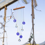 Chakra Energy Clear Crystal Ball Sun-catcher Turkish Window Prisms Blue Evil Eye Light Catching Wind Chimes For Office Decor Home Garden Hanging Decoration Showpiece Lucky Gift