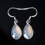 Chalcedony Teardrop Earrings Sterling Silver Drops Polished