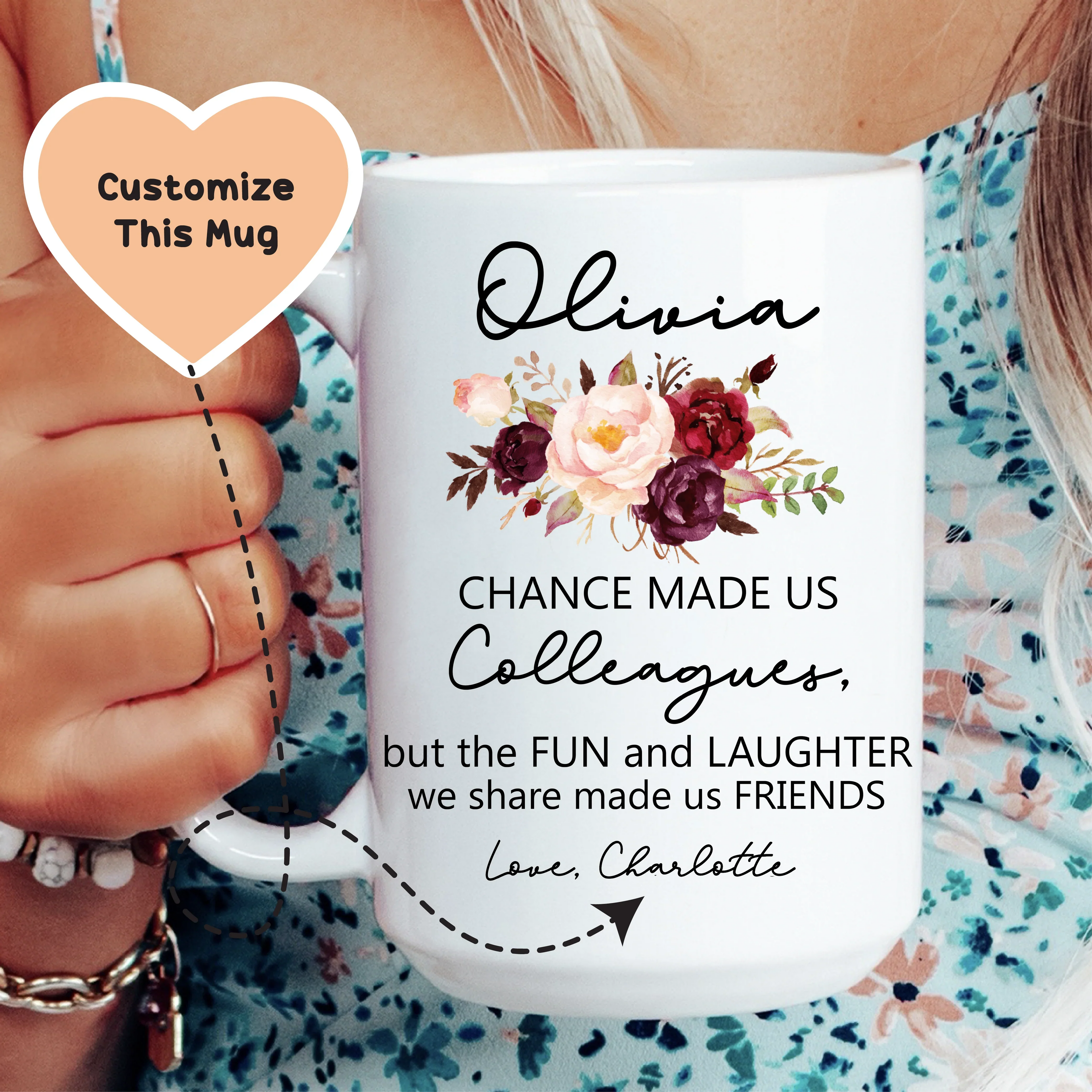 Chance Made Us Colleagues Custom Mug Peachy Sunday